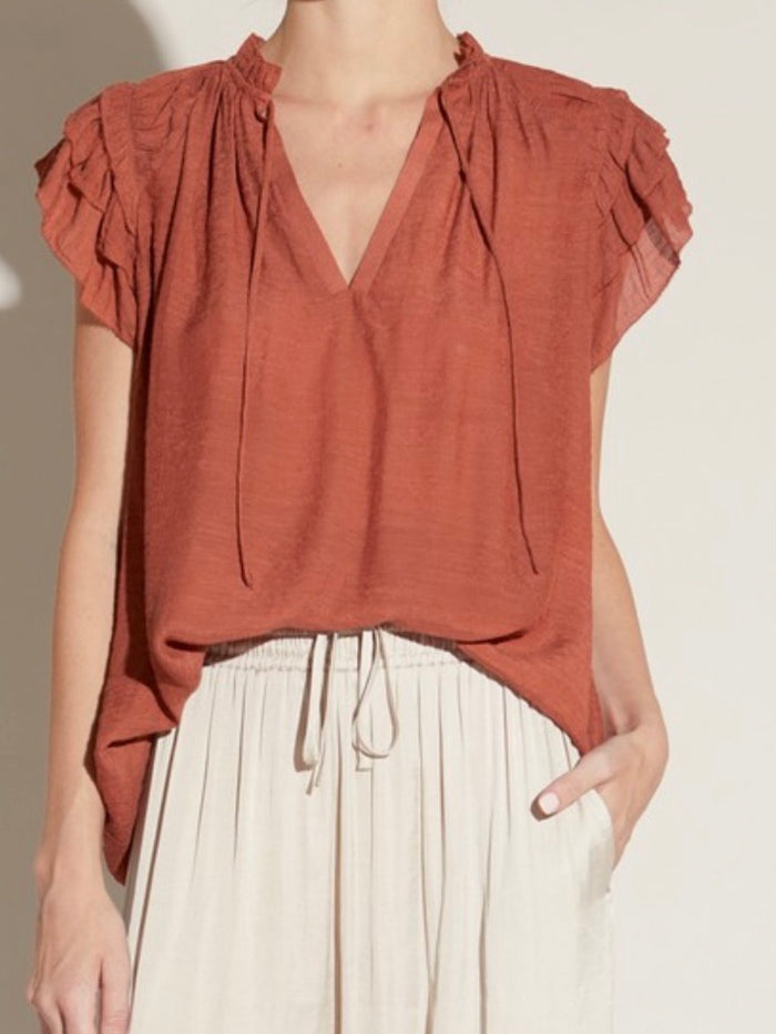 Clay Ruffle Sleeve Blouse