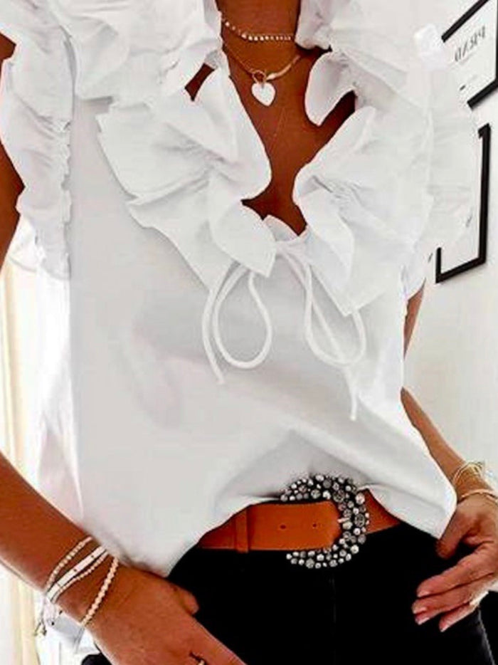 Ruffle Detail Sleeveless Blouse
