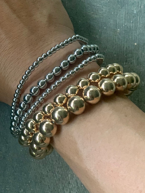 Gold Silver Beads Stretch Bracelets