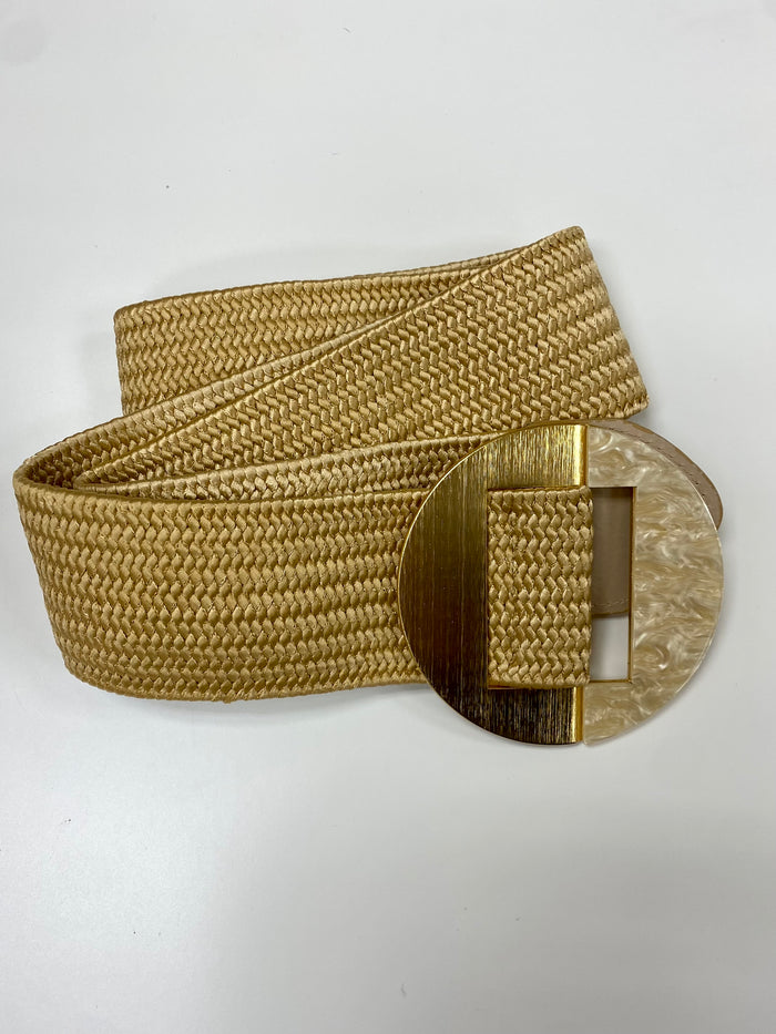 Fancy Acrylic Buckle Raffia Belt