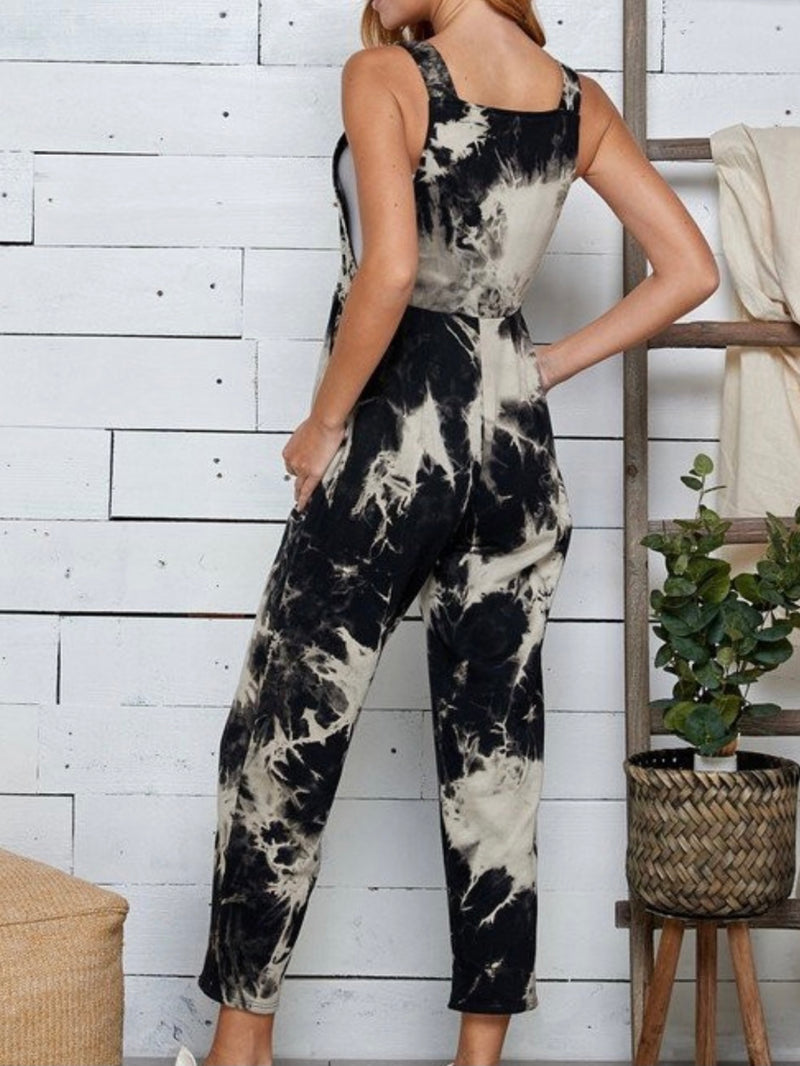 Black Contrast Tie Dye Overall