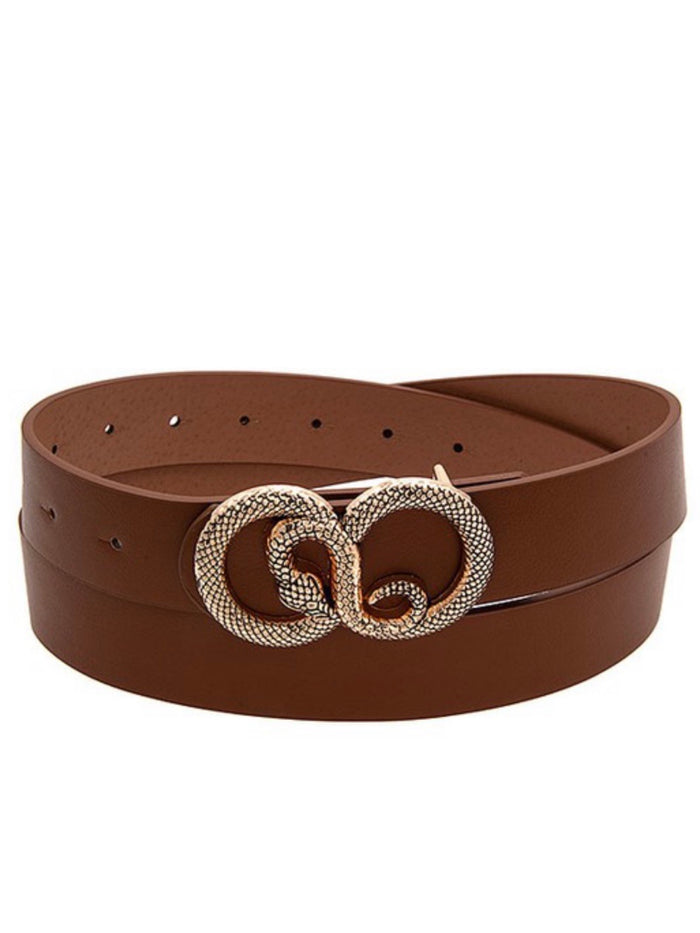 Etched Snake Buckle Belt