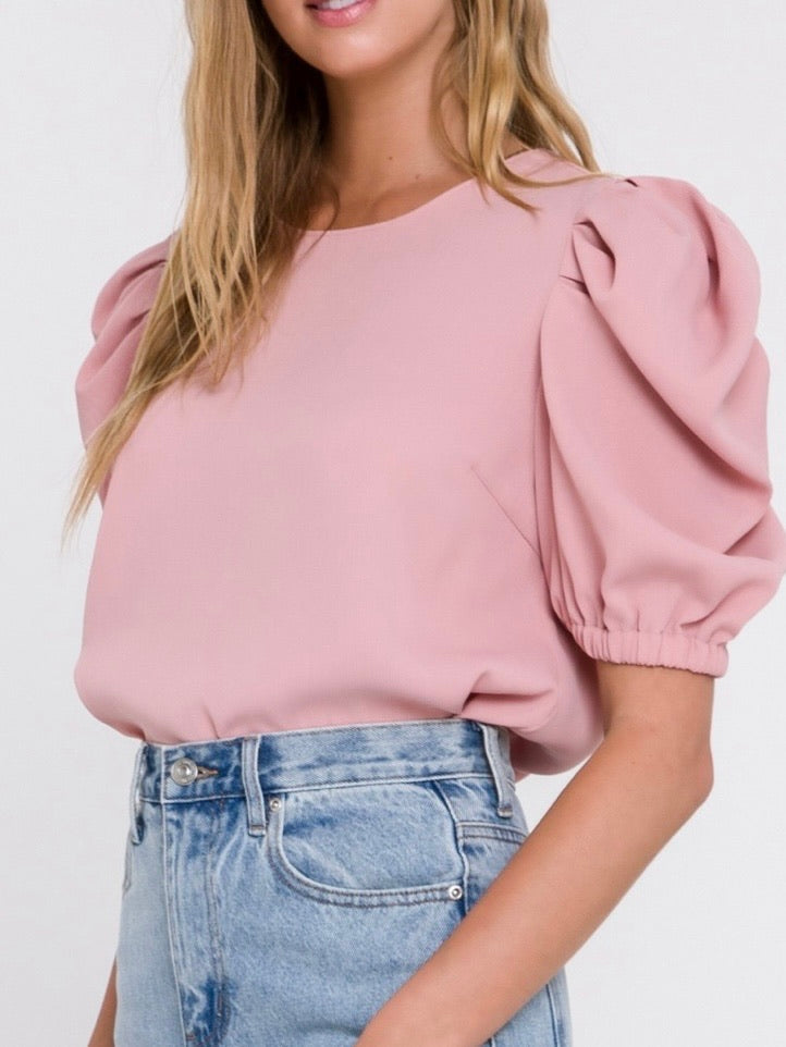 Pale Pink Ballon Sleeve Top