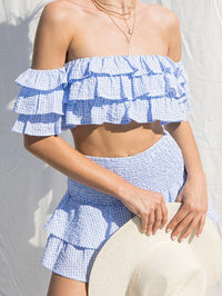 Gingham Off Shoulder Short Set