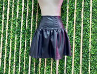 Black PU Flared Mini Skirt