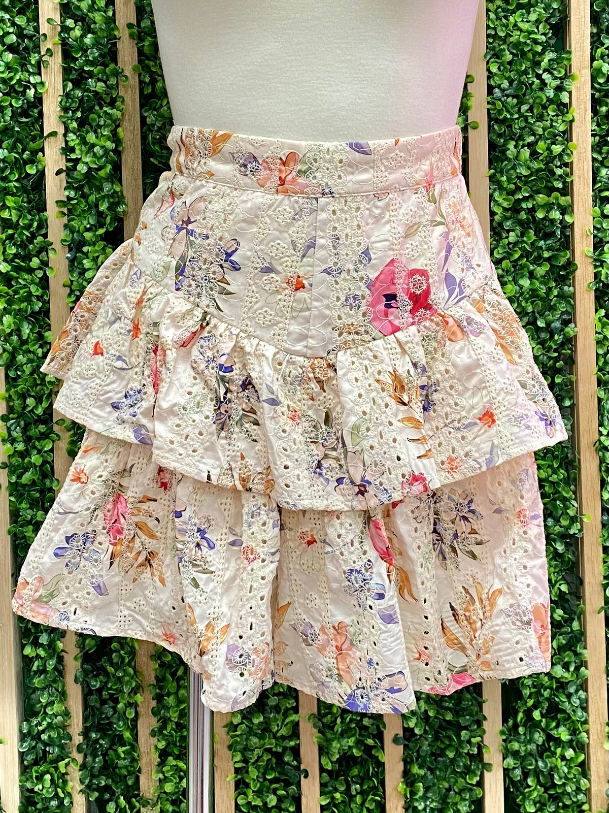 Floral Ruffled Eyelet Skort