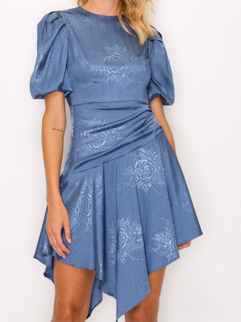Slate Blue Asymmetrical  Dress