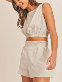 Linen Crop Short Pant Set