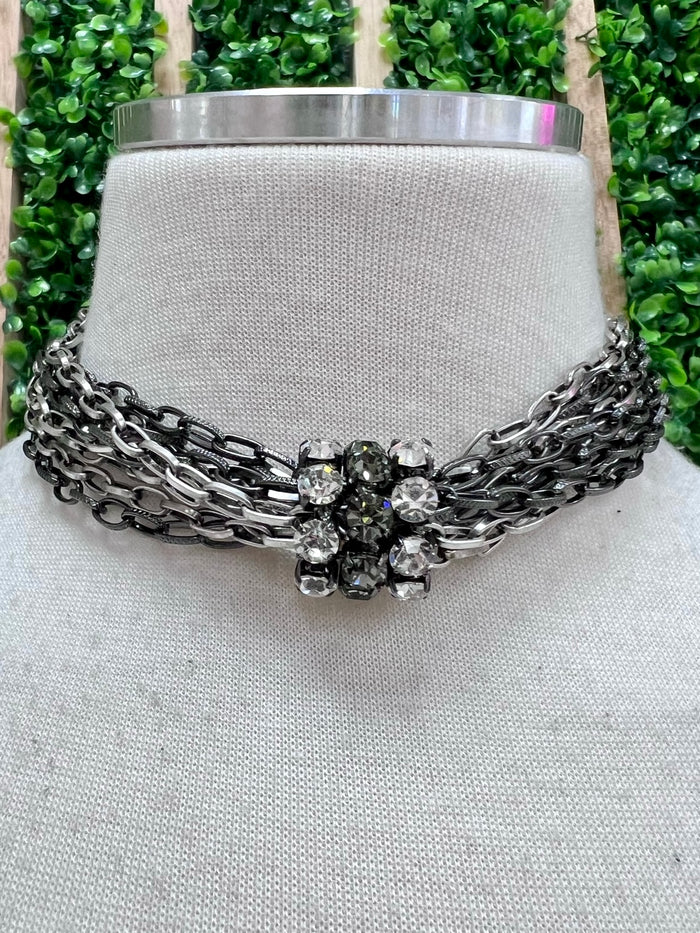 Crystal Rondell Multi Chain Short necklace