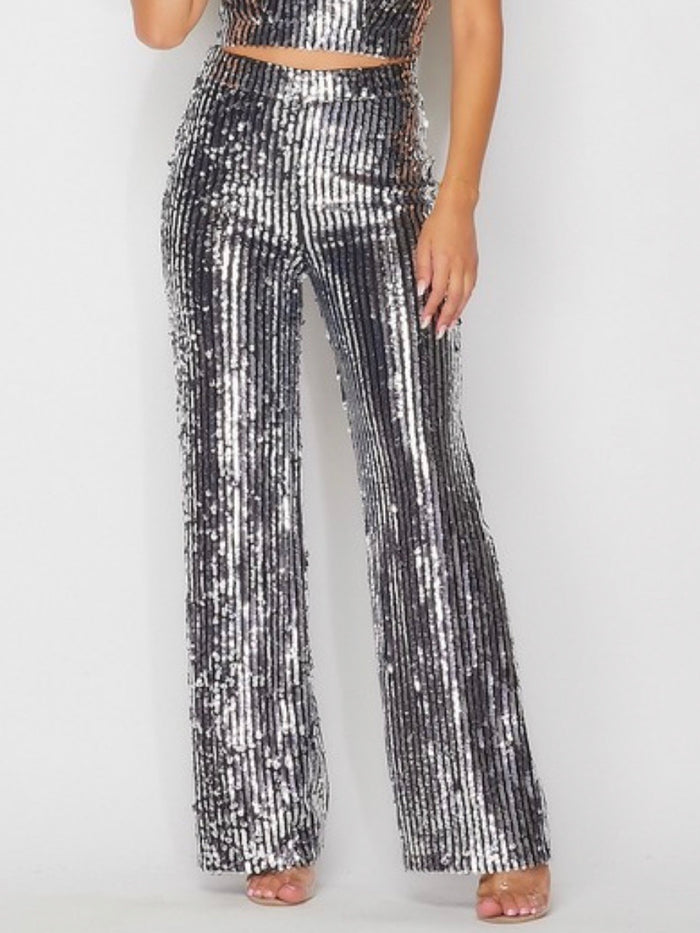 Silver Sequin Palazzos
