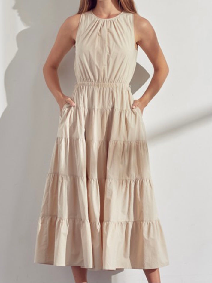 Open Back High Neck Maxi Dress