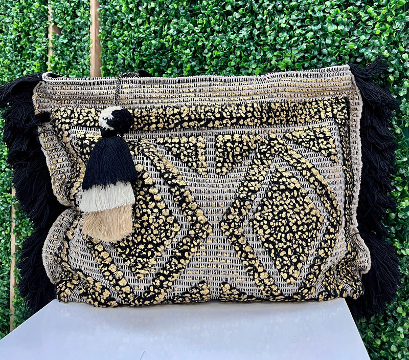 Delicate Embroidered Tufted Tote