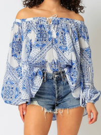 Blue Santorini Off Shoulder Top