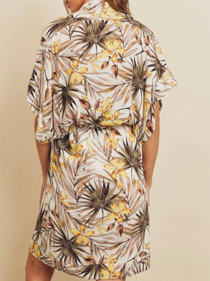 Tropical Kimono Short Dress