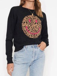 LEopard Happy Face Sweater
