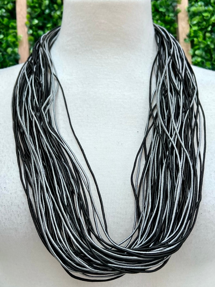 Black Grey Multi Strand Necklace