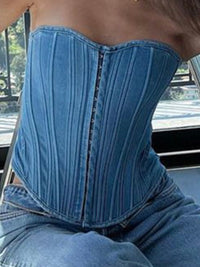 Denim Lace Up Bustier