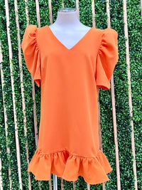 Short V Neck Ruffled Drop Waist Dress