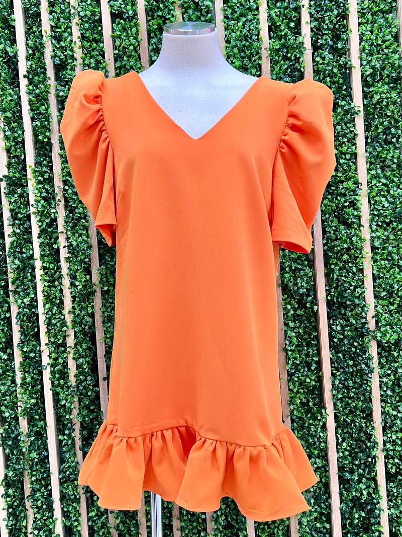 Short V Neck Ruffled Drop Waist Dress