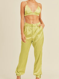 Lime Satin Jogger