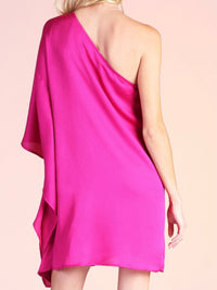 Hammered Satin One Shoulder Dress