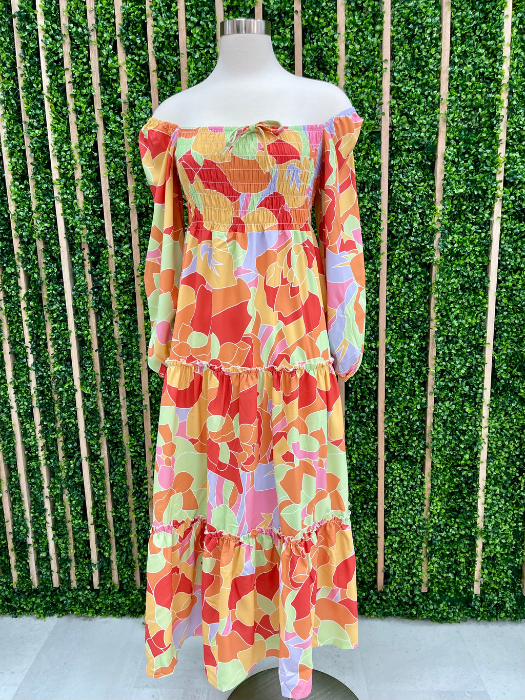 Abstract Floral Bright Maxi Dress