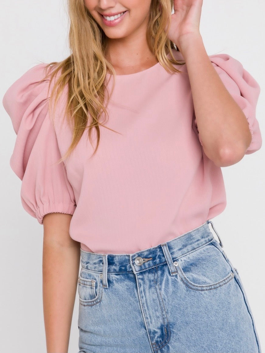 Pale Pink Ballon Sleeve Top