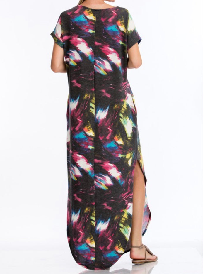 Charcoal Strokes Maxi Dress