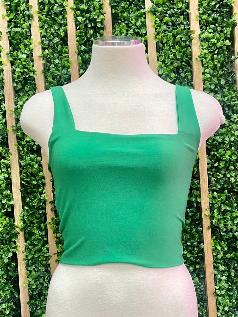 Square Neckline Cropped Basic Top