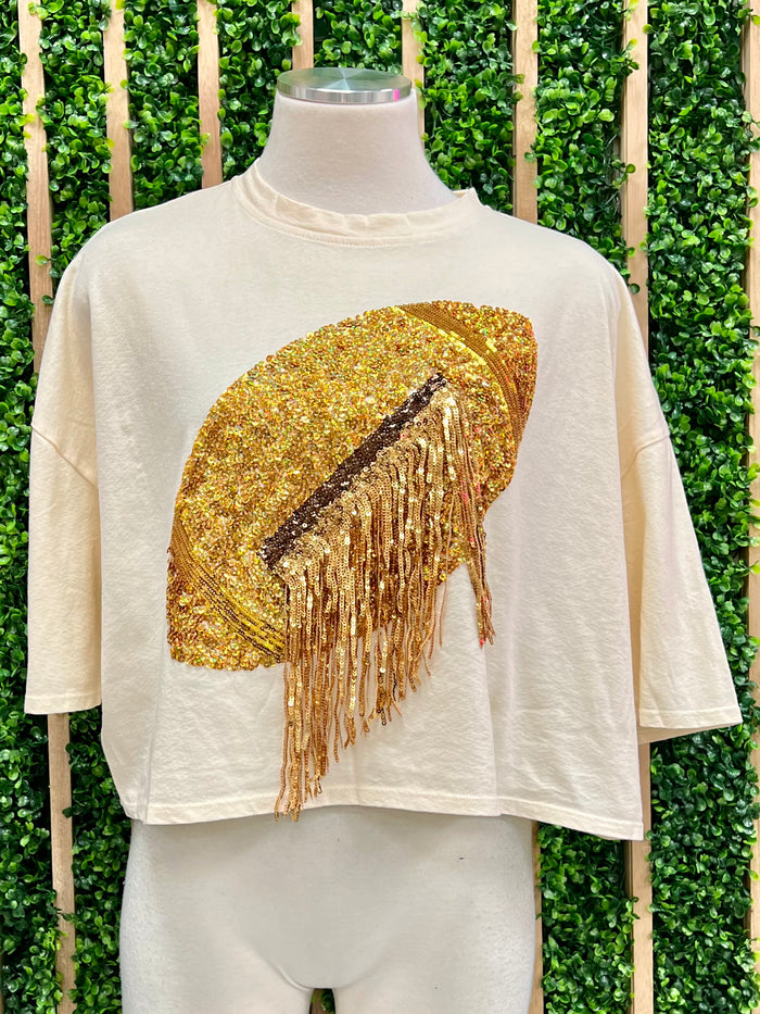 FOOtball Sequin Crop Tee