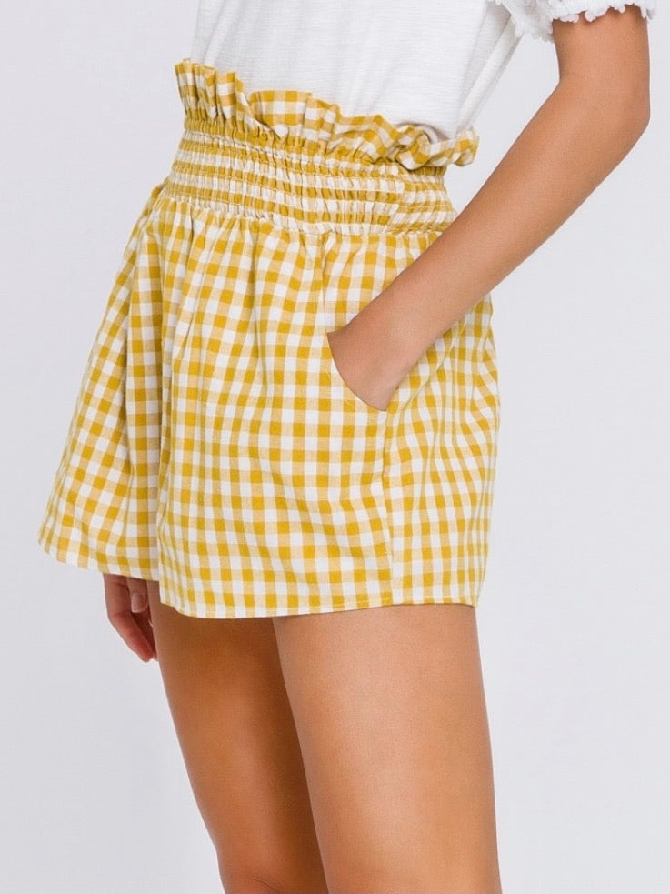 Yellow Checker Shorts