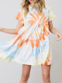 Tie Dye Ruffled Tunic Dress