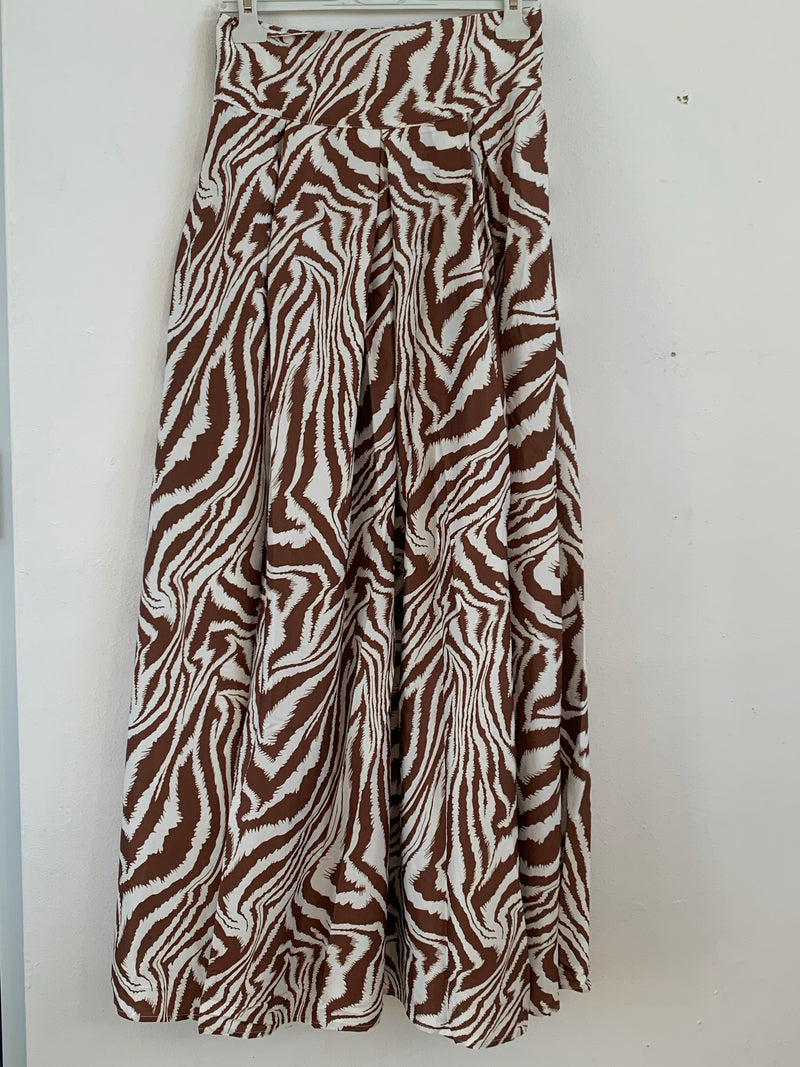 Brown Zebra Print Masxi Skirt