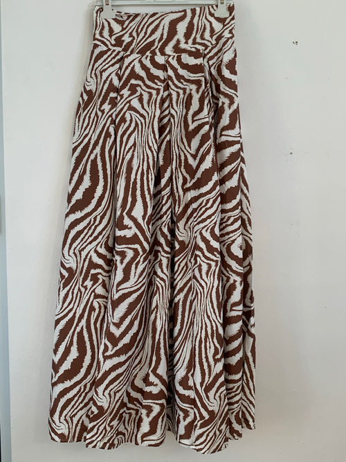 Brown Zebra Print Masxi Skirt