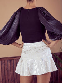 Satin Puff Sleeve Top