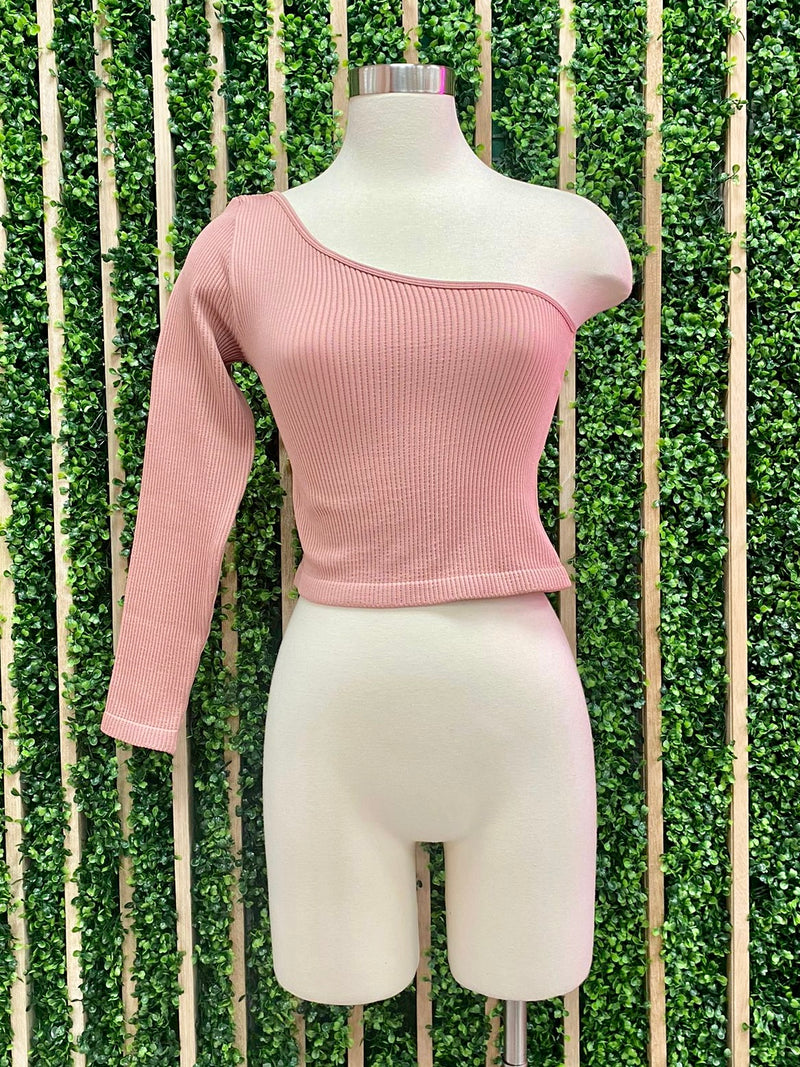 Ribbed One Shoulder Top