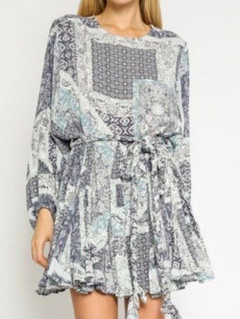 Blue Paisley  Patchwork Swing Dress