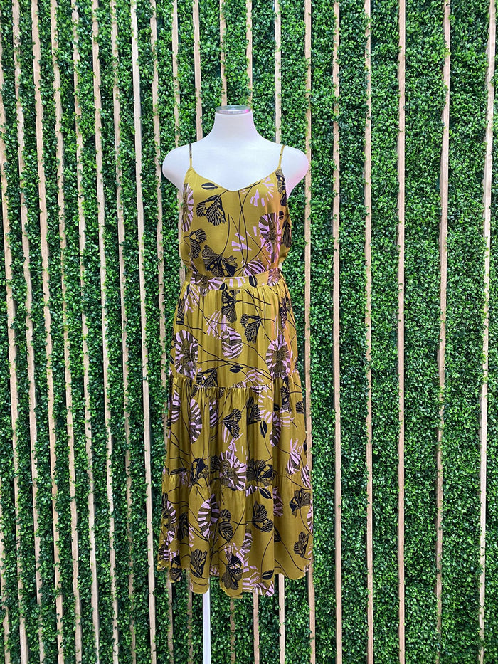 Olive Floral Midi Skirt