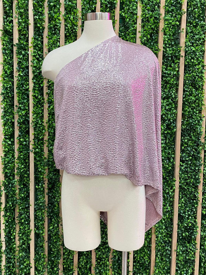 Metallic One Shoulder Top