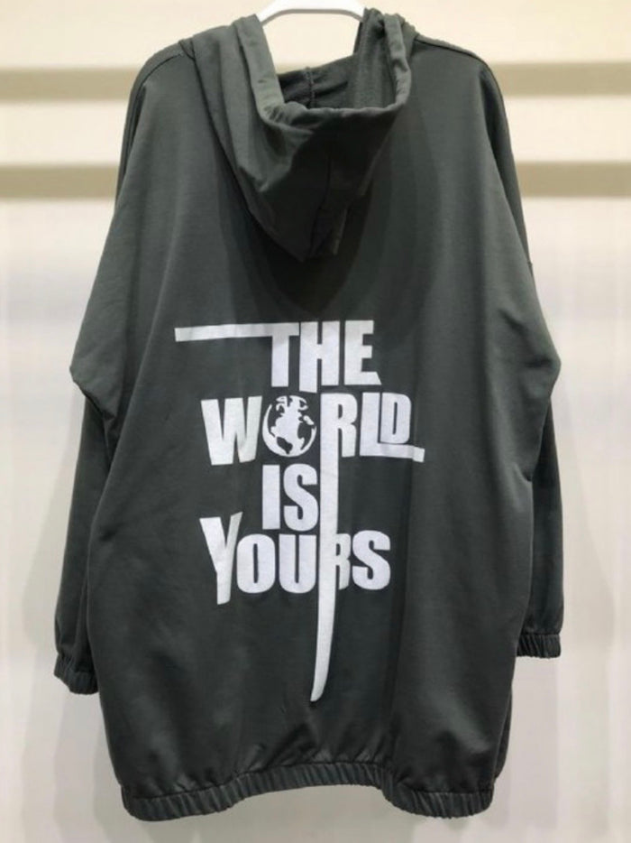 The Worls is Yours Olive Zip Jacket Dress