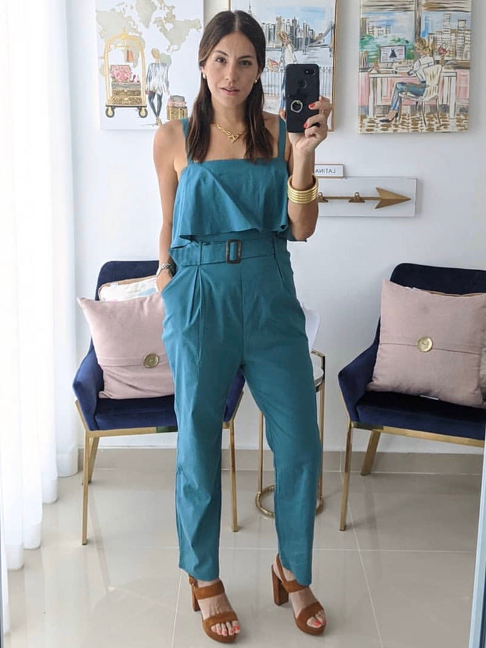 Teal Ruffle Jumpsuit