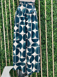 Dark Green GEo Wide Leg Pants