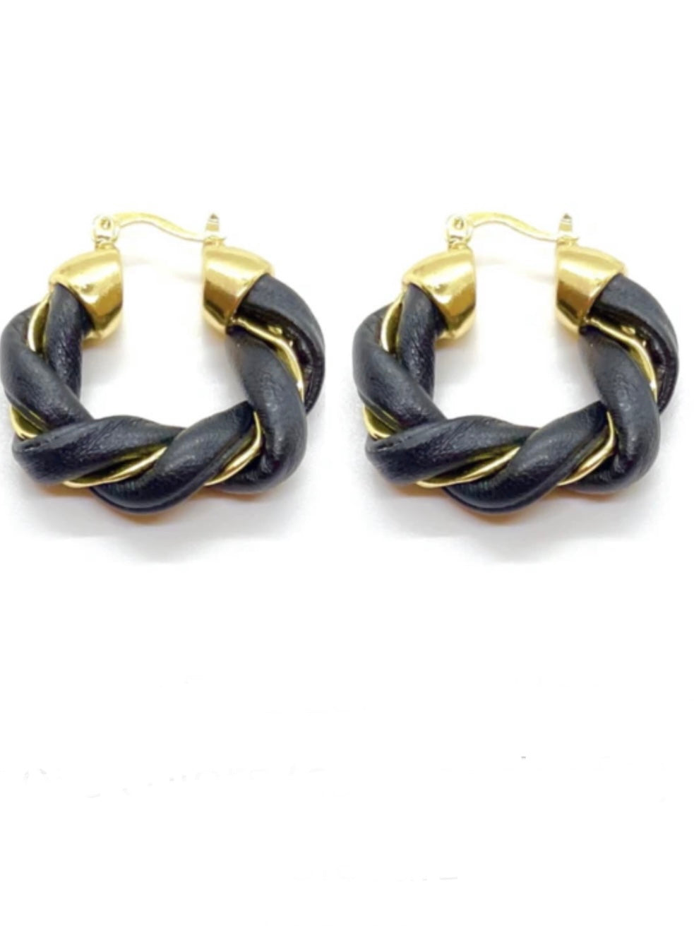 Twist of Luck Leather Hoop Earrings