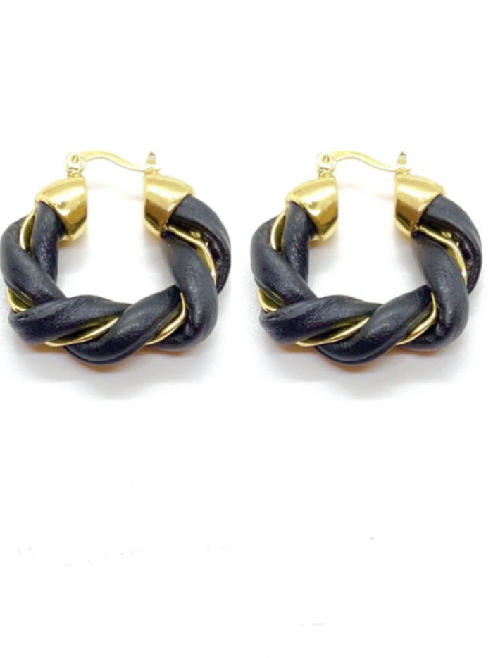 Twist of Luck Leather Hoop Earrings
