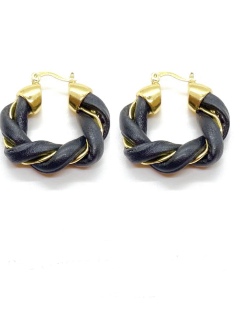 Twist of Luck Leather Hoop Earrings