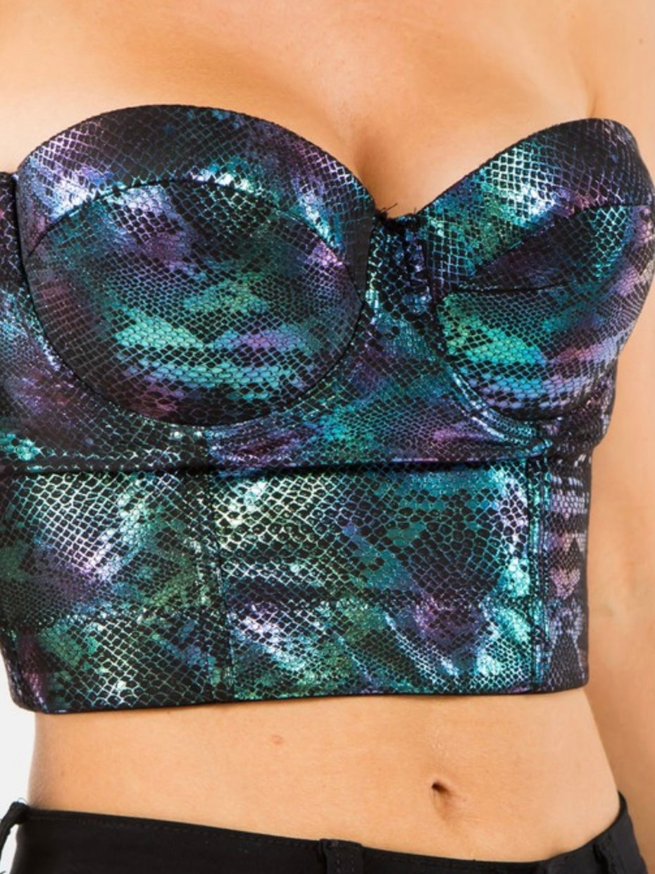 Multicolor Snake Strapless Bustier