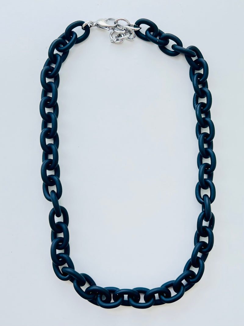 Black Enamel Link Necklace