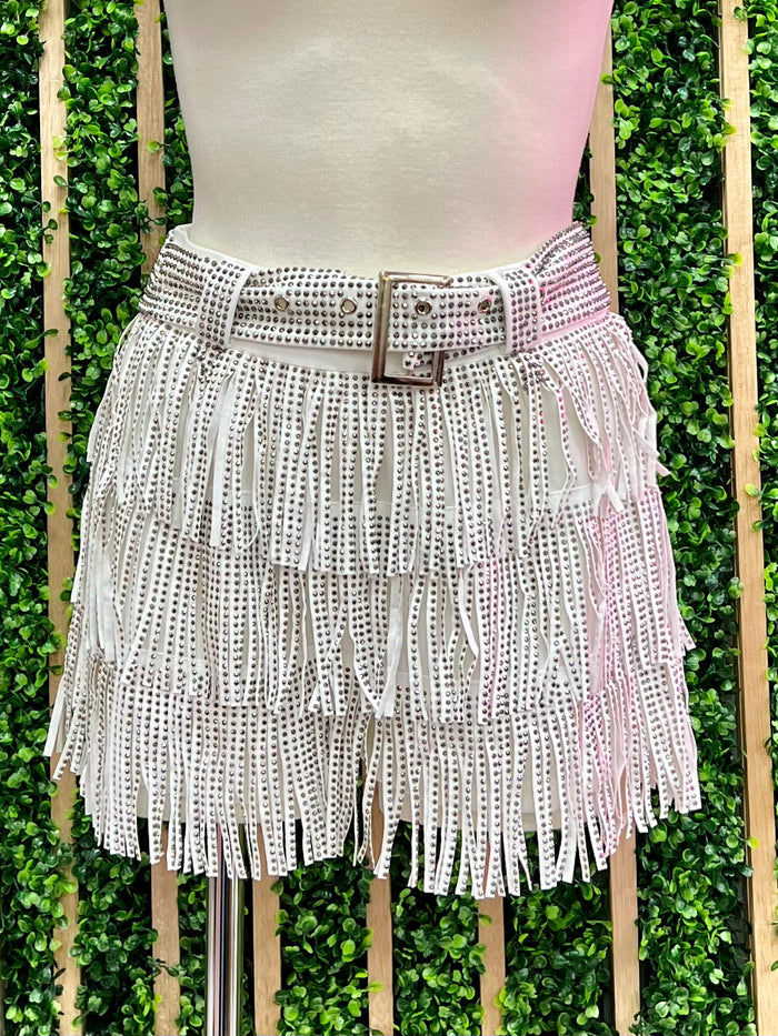 Embellished Fringe Skort
