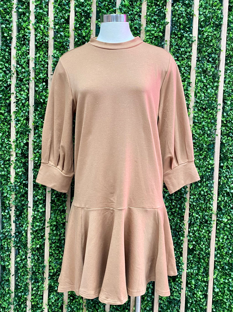 Camel Dropwaist Sweater Dress