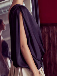 Satin Draped One Shoulder Top